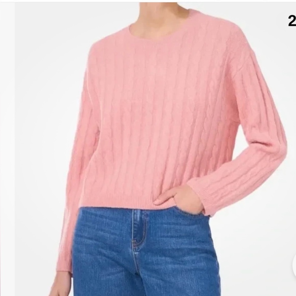 NWT 1. State Pink Blush Cable Knit Sweater Crewneck 2XL 1State